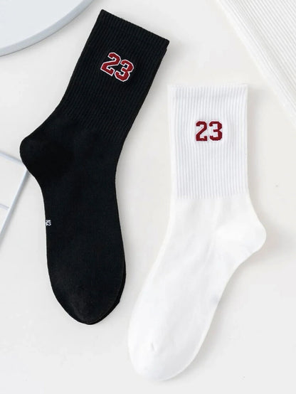 Men's Crew Socks, Classic, Number 23 Design, Comfortable, Breathable, Moisture-Wicking