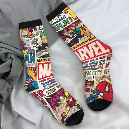 Spiderman Superhero Comics Socks Autumn Stockings Funny Women Men Warm Soft Socks Graphic Cycling Non Skid Socks