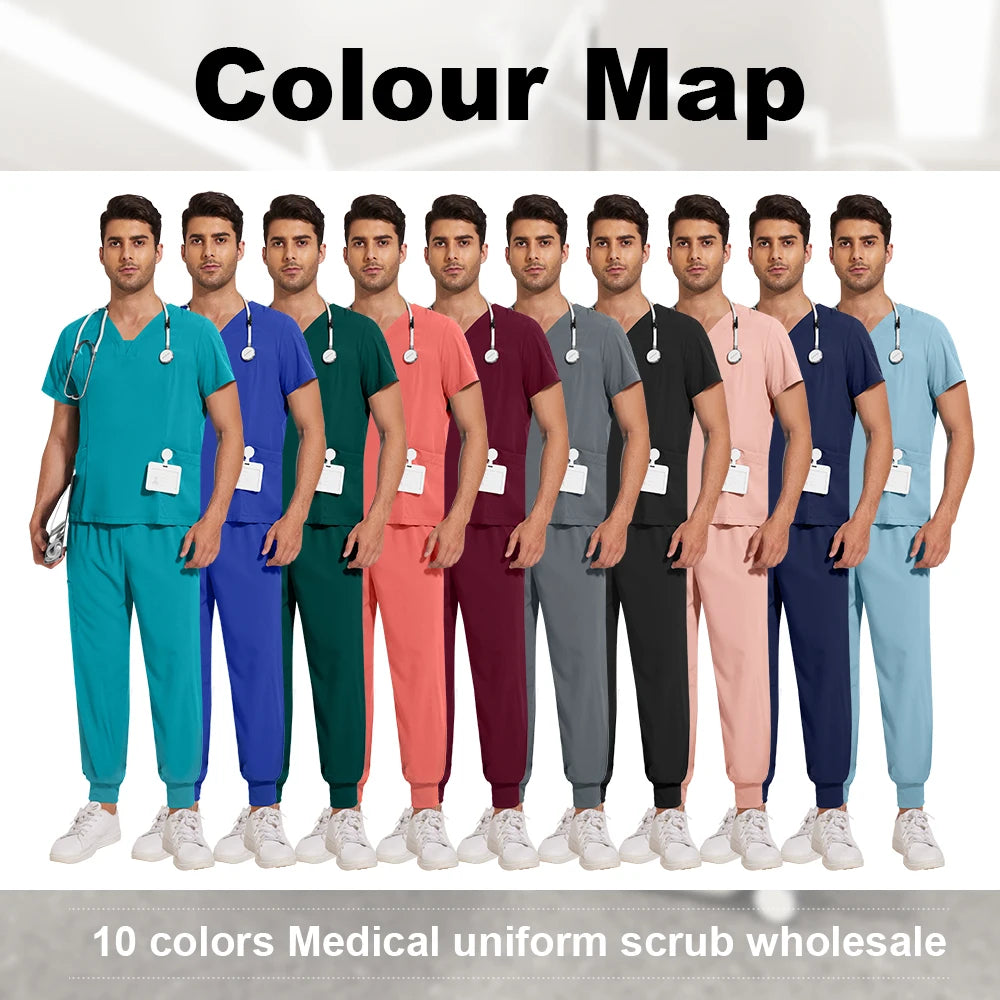 Scrub Sets Uniforms Nursing Mens Medical Scrubs Pet Clinic Veterinary Uniform Dental Cosmetic Workwear Lab Coat Scrubs Top Pants