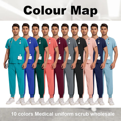 Scrub Sets Uniforms Nursing Mens Medical Scrubs Pet Clinic Veterinary Uniform Dental Cosmetic Workwear Lab Coat Scrubs Top Pants