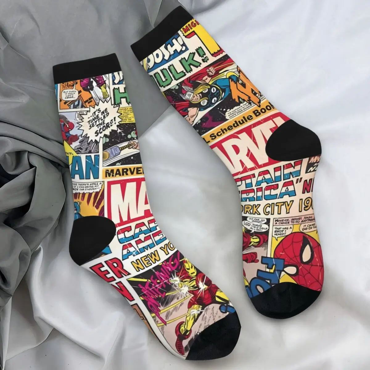 Spiderman Superhero Comics Socks Autumn Stockings Funny Women Men Warm Soft Socks Graphic Cycling Non Skid Socks