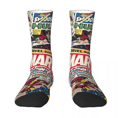 Spiderman Superhero Comics Socks Autumn Stockings Funny Women Men Warm Soft Socks Graphic Cycling Non Skid Socks