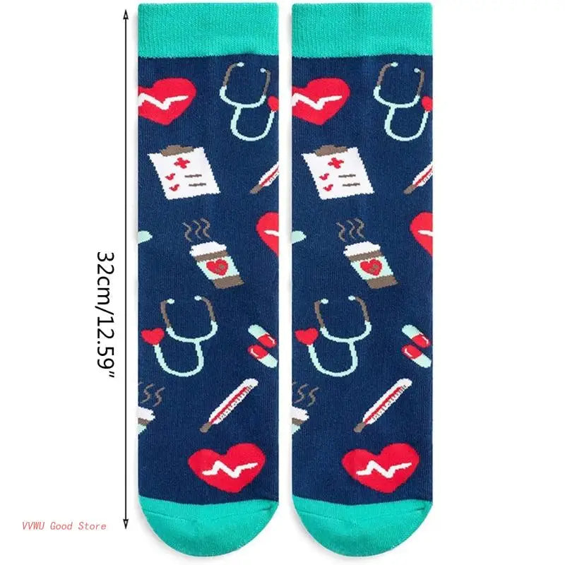 Hospital Appliance Cotton Socks Funny Stethoscope Doctor Nurse Hosiery