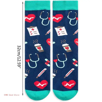 Hospital Appliance Cotton Socks Funny Stethoscope Doctor Nurse Hosiery