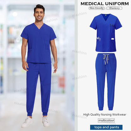 Scrubs Men Women Wholesale Scrubs Uniforms Medical Jogger Set Nurses Accessories Dental Clinic Pet Grooming Scrub Top Pants Sets
