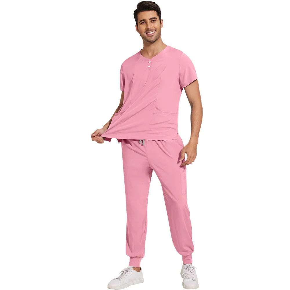 Slim Fit  Men Scrubs Sets Surgical Clothes Medical Uniforms Nurses Accessories Dental Clinic Beauty Salon Spa Workwear Clothes