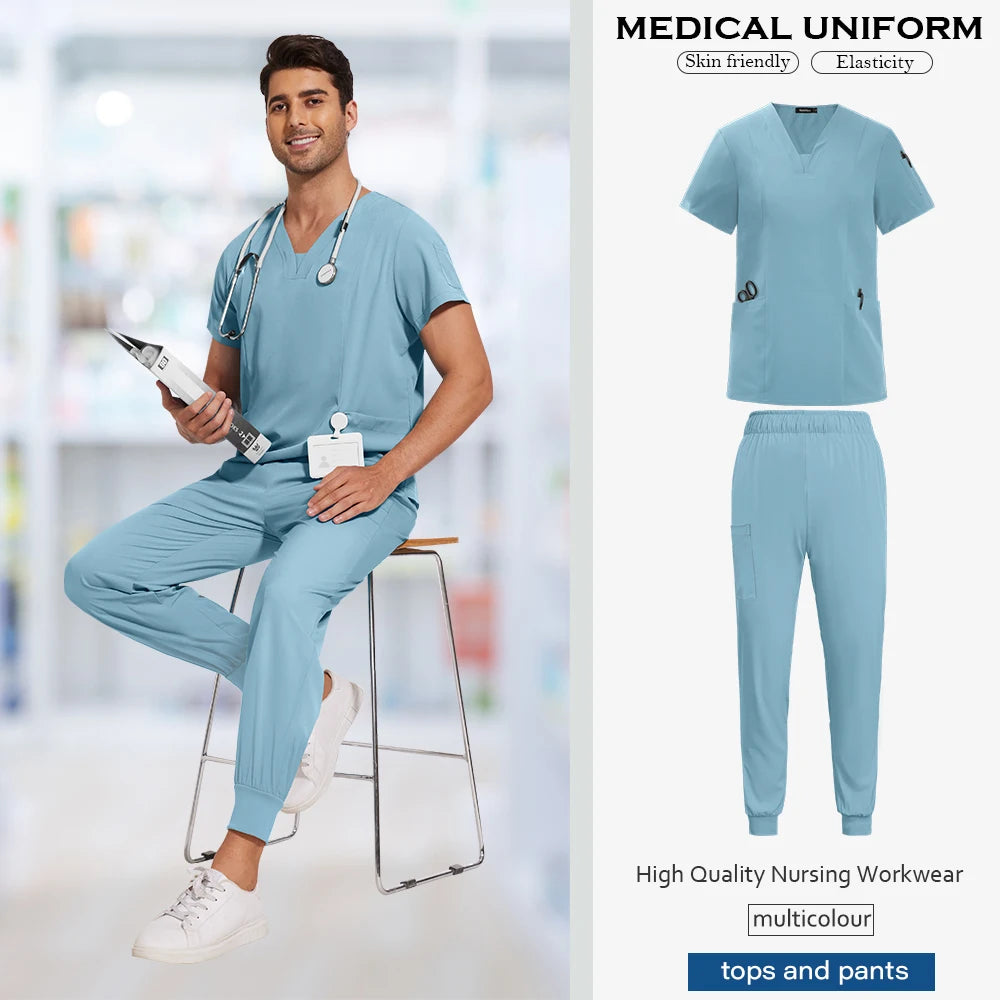 Scrub Sets Uniforms Nursing Mens Medical Scrubs Pet Clinic Veterinary Uniform Dental Cosmetic Workwear Lab Coat Scrubs Top Pants