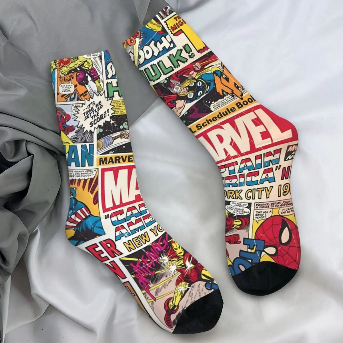 Spiderman Superhero Comics Socks Autumn Stockings Funny Women Men Warm Soft Socks Graphic Cycling Non Skid Socks