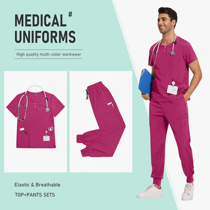 Hospital Uniform Nurse Scrub Unisex Men Surgical Uniforms Woman Soft Nursing Healthcare Pharmacy Articles Short Sleeved Top Pant