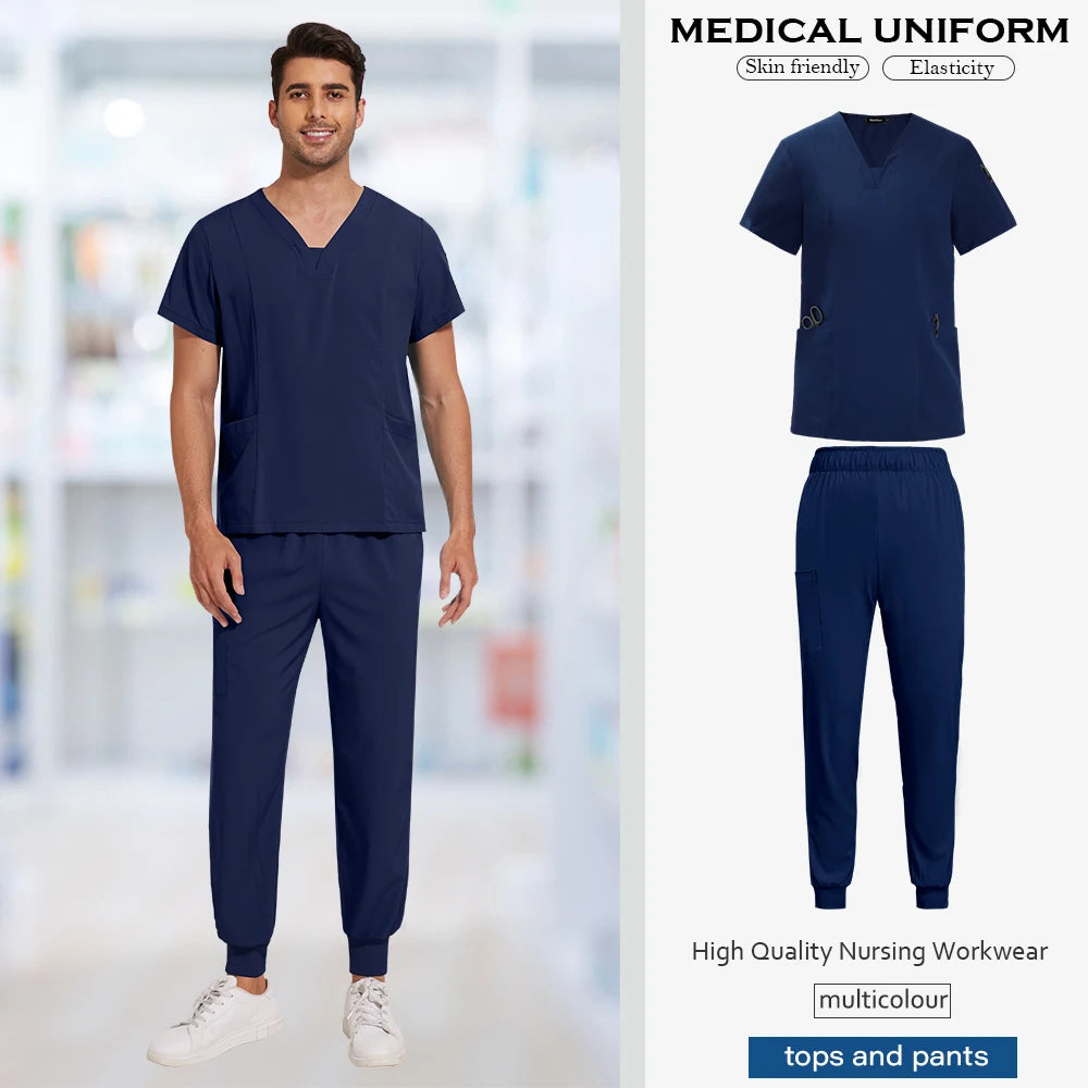 Scrub Sets Uniforms Nursing Mens Medical Scrubs Pet Clinic Veterinary Uniform Dental Cosmetic Workwear Lab Coat Scrubs Top Pants