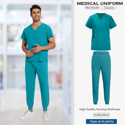 Scrub Sets Uniforms Nursing Mens Medical Scrubs Pet Clinic Veterinary Uniform Dental Cosmetic Workwear Lab Coat Scrubs Top Pants