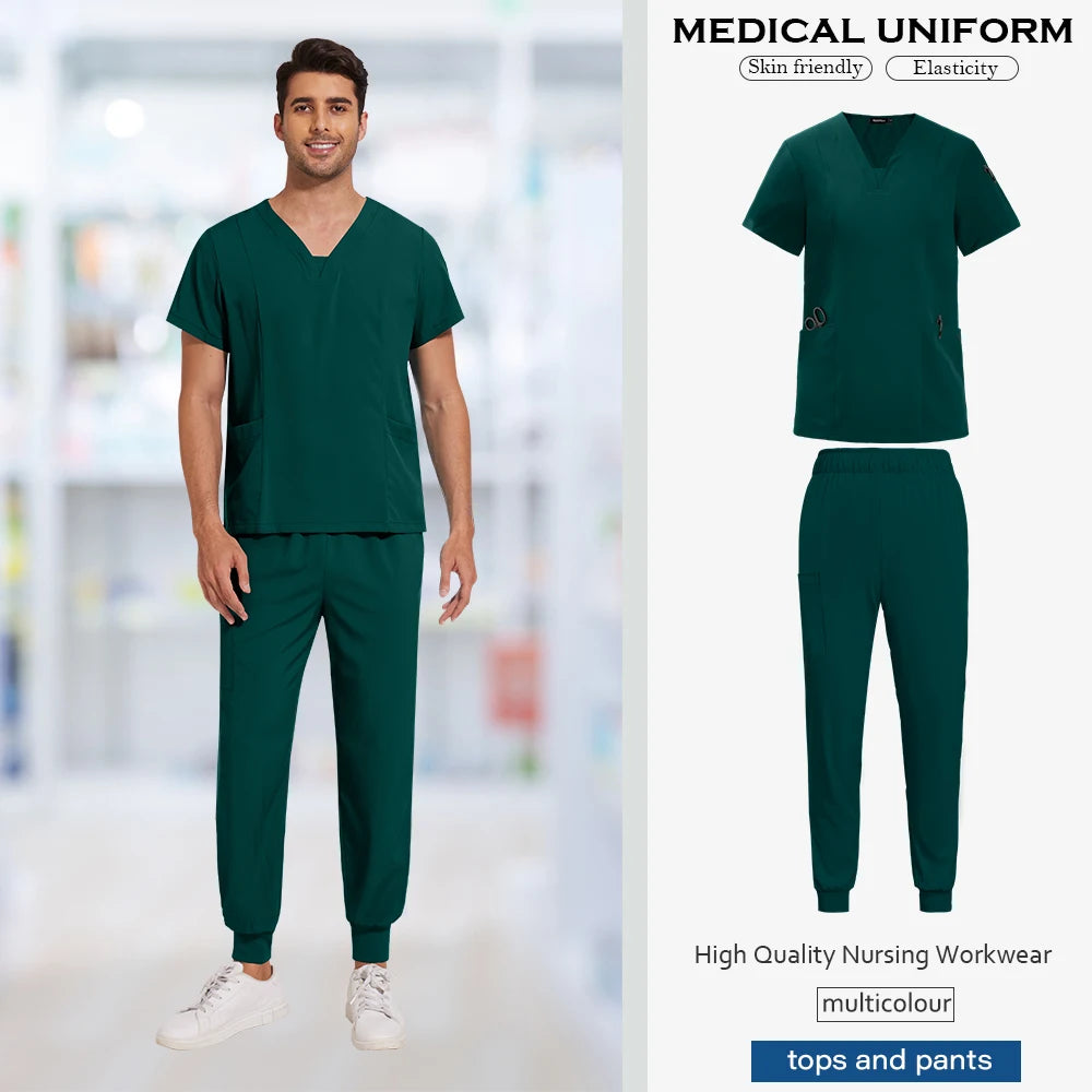 Scrub Sets Uniforms Nursing Mens Medical Scrubs Pet Clinic Veterinary Uniform Dental Cosmetic Workwear Lab Coat Scrubs Top Pants