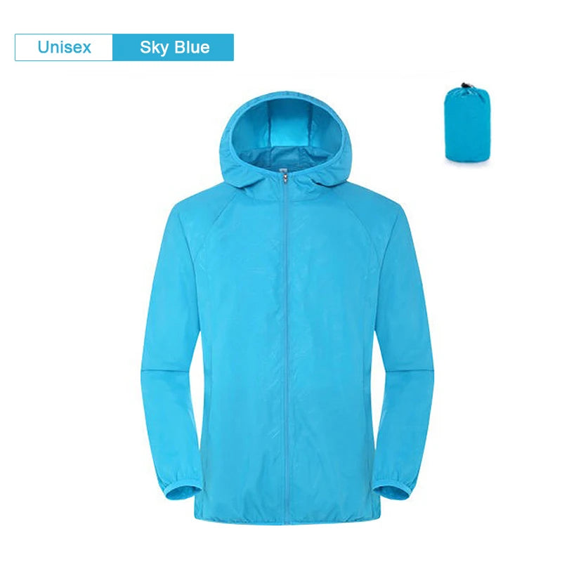 JNLN Camping Rain Jacket Men Women Waterproof Sun Protection Clothing Fishing Hunting Clothes Quick Dry Windbreaker With Pocket