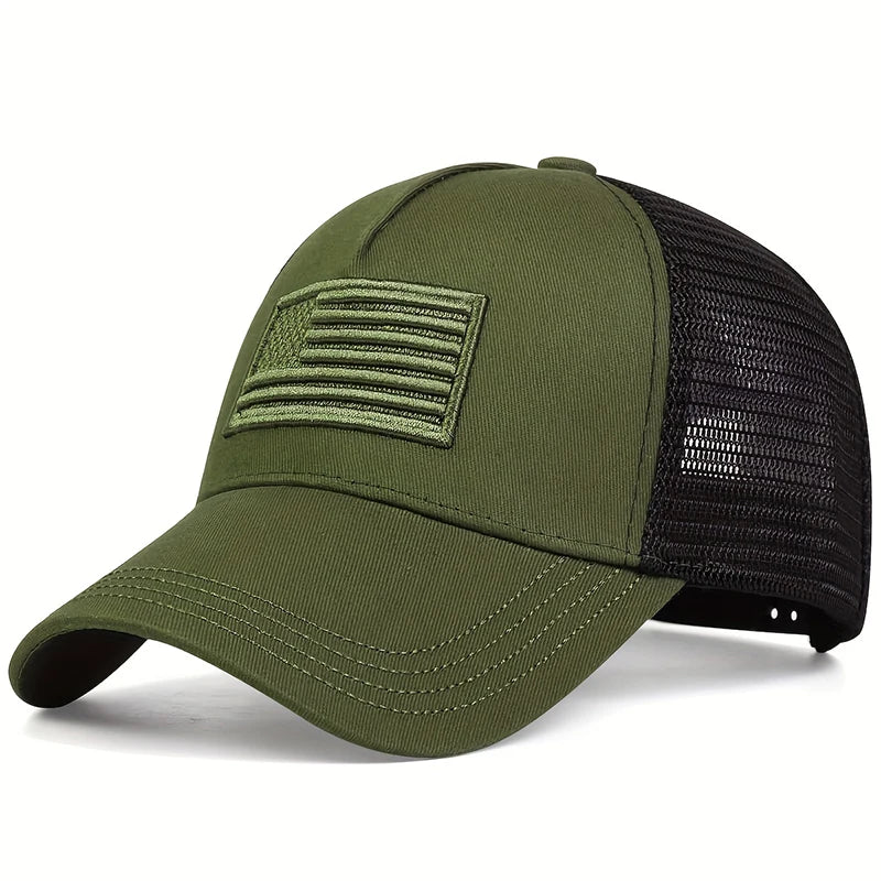 Unisex American Flag Embroidery Baseball Net Caps Spring and Summer Outdoor Adjustable Casual Hats Sunscreen Hat Sports Cap