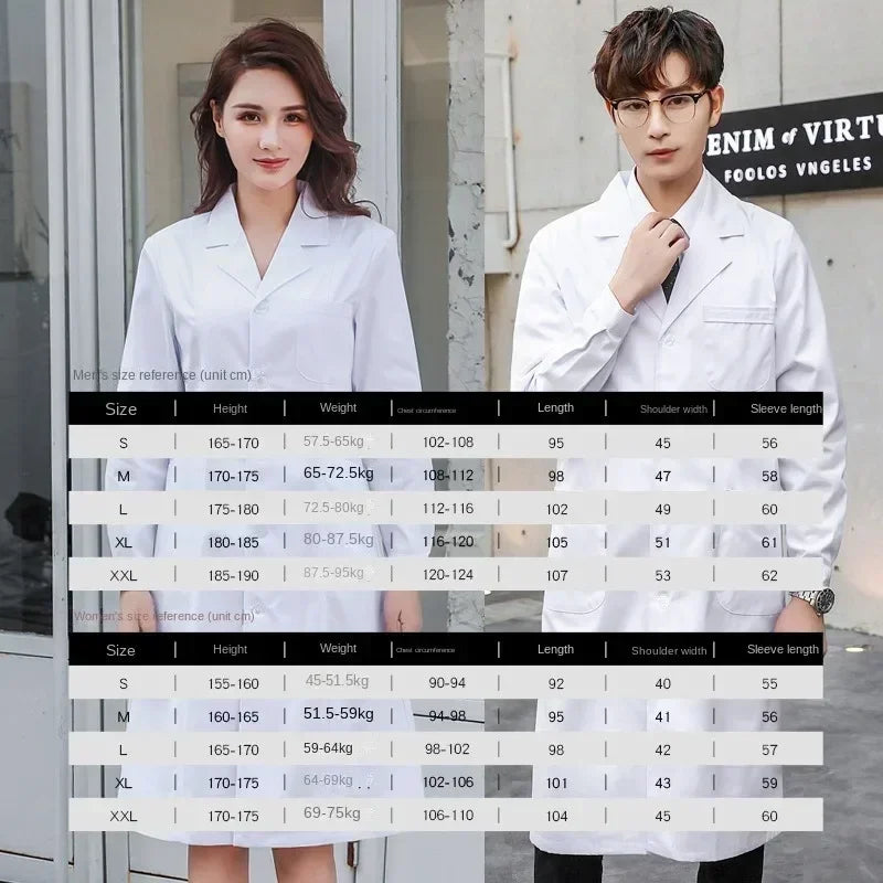 Unisex Medical Lab Coats – Women's Long Sleeve & Men's Short Sleeve Doctor Uniforms for Hospital/College