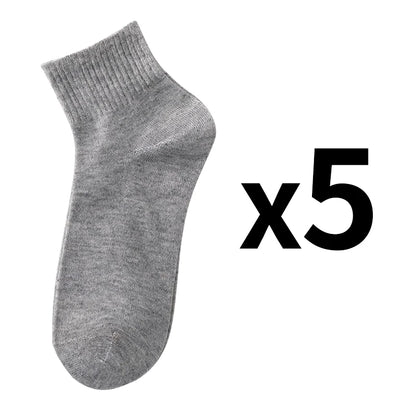 5 Pairs/Lot Black White Men's Socks Business Solid Color Casual Simple Versatile Breathable Cotton Sports Mesh Short Socks