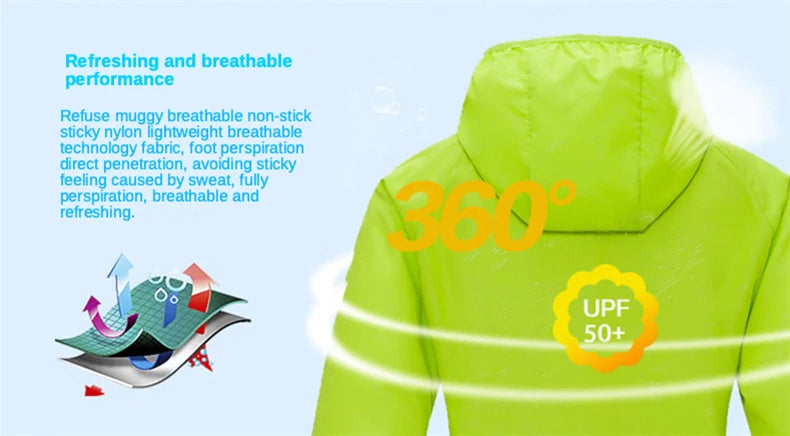 JNLN Camping Rain Jacket Men Women Waterproof Sun Protection Clothing Fishing Hunting Clothes Quick Dry Windbreaker With Pocket