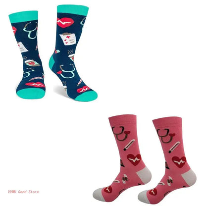 Hospital Appliance Cotton Socks Funny Stethoscope Doctor Nurse Hosiery
